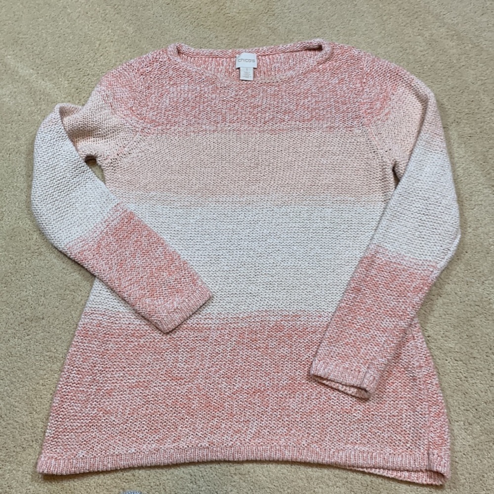 CHICO’S Sweater Size 1 in Chico’s sizing same as 8 or Medium Pink Peach Ombré